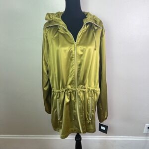 NWT - Marc New York Womens Olive Green Satin Anorak Jacket Size 2X